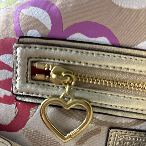 Coach Poppy Floral Glam Satchel F22323 Signature Jacquard Gold Trim 2012 - Picture 4 of 9